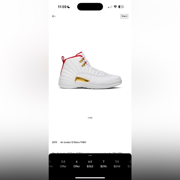 Air Jordan 12 Retro White and Gold Sneakers - Picture 5 of 7